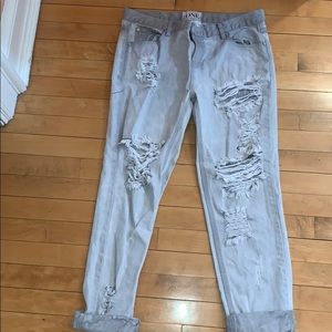 Grey Ripped Boyfriend Jeans
